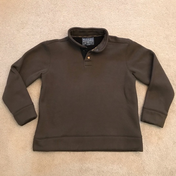 Maxxsel Other - Maxxsel Henley Sherpa Waffle Knit Sweater Mens Medium Dark Olive Green Outerwear